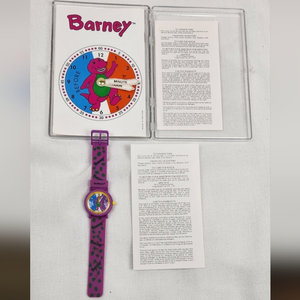 Vintage Armitron Barney Watch & Teach Me Time Book. - Picture 2 of 10